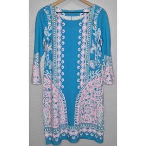 Lilly Pulitzer Tana Dress UPF 50 T Shirt Dress Sz Small Boat Neck 3/4 Sleeves